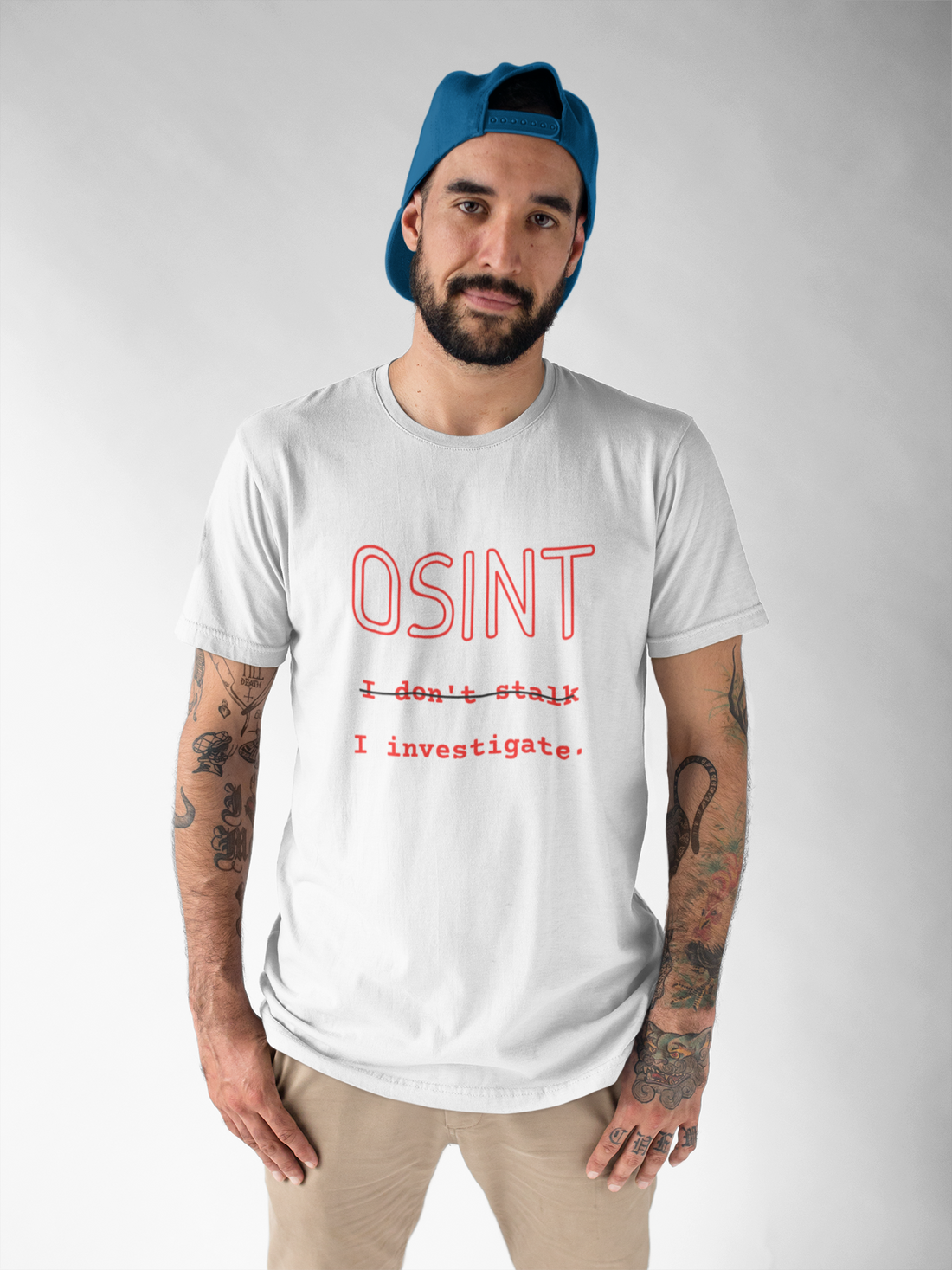 OSINT T-Shirt by HackCloth with I don't stalk, I investigate